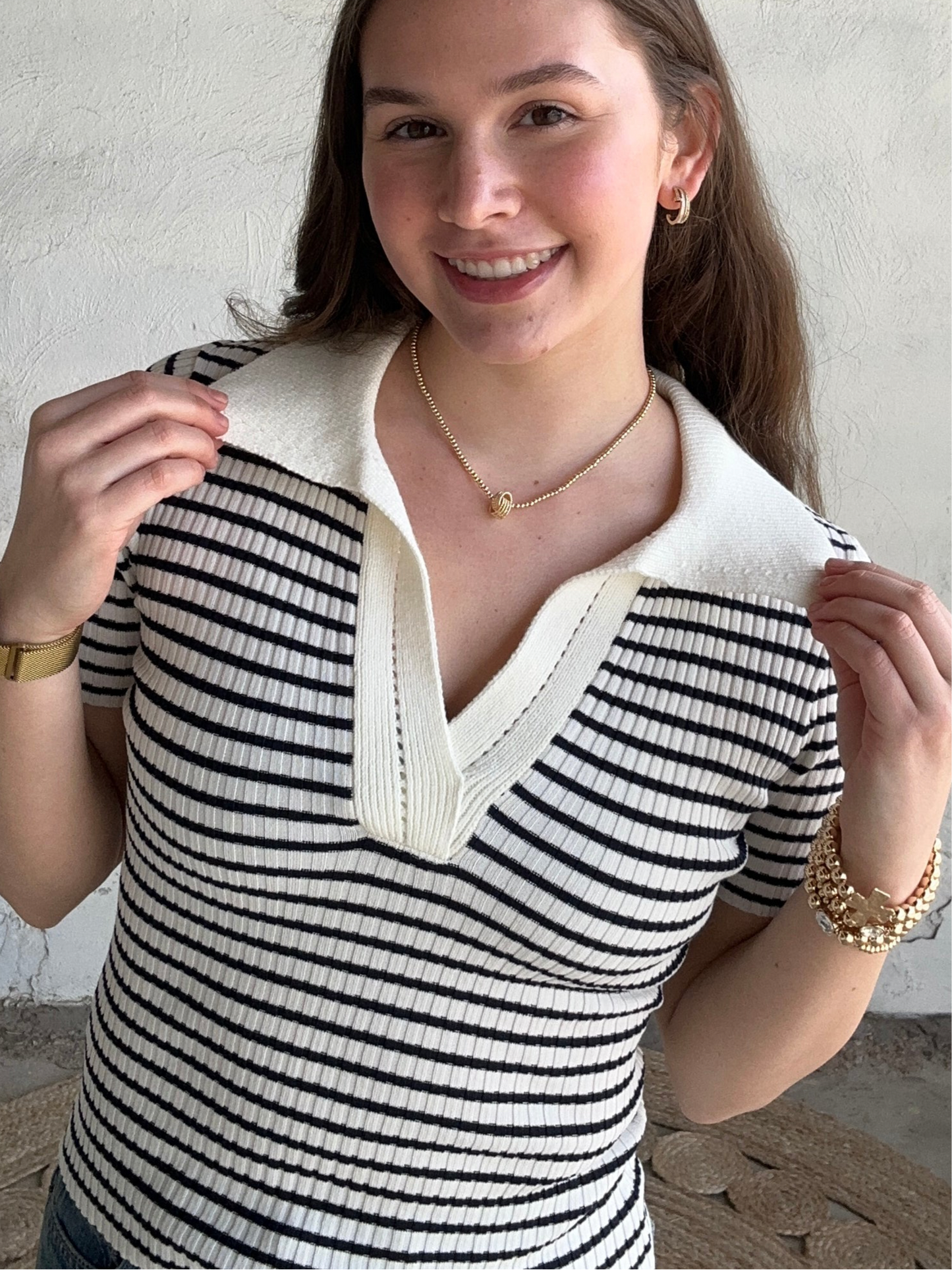 Preppy Stripe Top | Ivory + Black