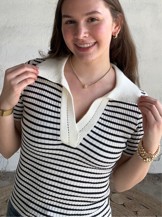 Preppy Stripe Top | Ivory + Black