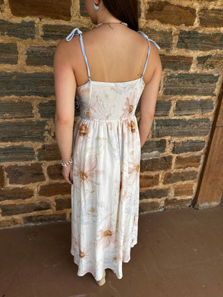Watercolor Midi Dress | Cream + Multi