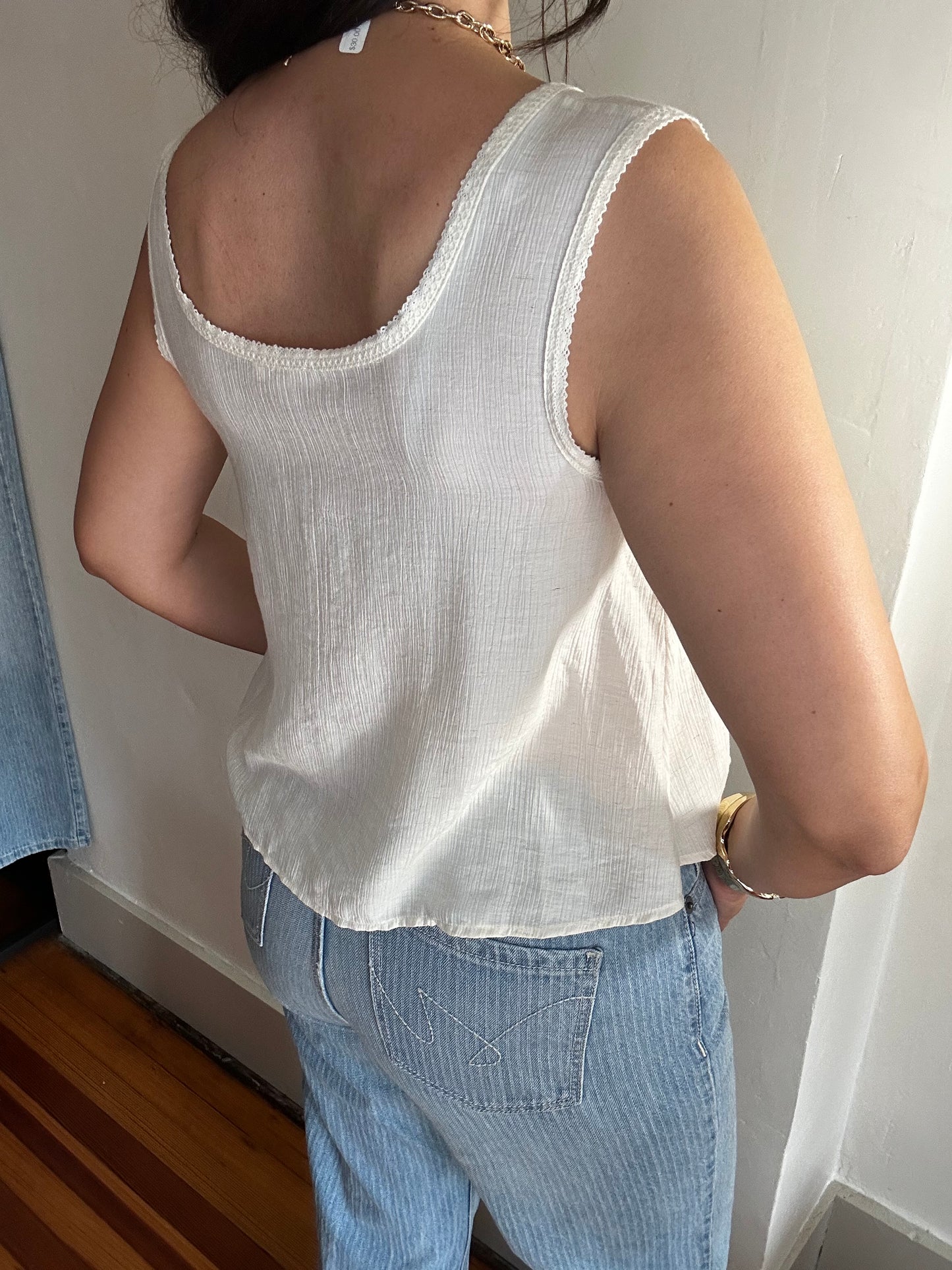 Veronica Laced Trim Top | Oatmeal