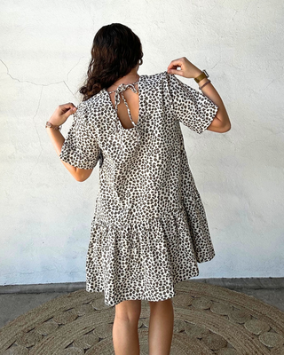 Light Denim Mini Dress | Leopard Print