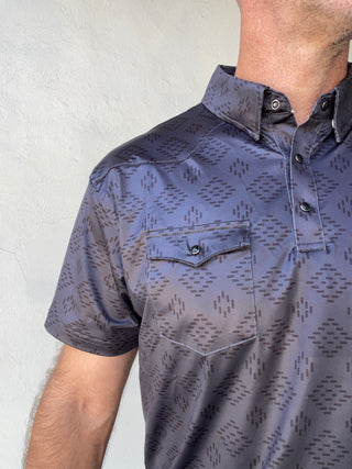 Red Dirt Hat Co. | Short Sleeve Polo | Diamond Stitch - Black
