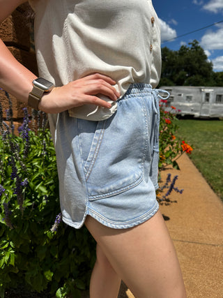 Acid Wash Shorts | Light Blue