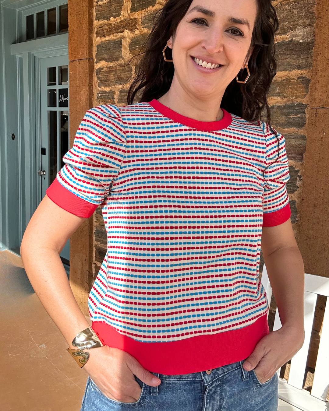 The Patriot Short Sleeve Top | Red + White + Blue