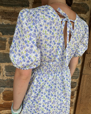 Dainty Floral Mini Dress | Blue + Multi