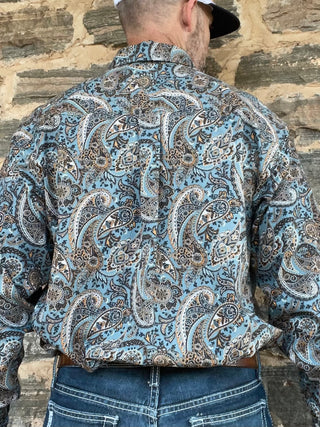 Cinch Mens Print Long Sleeve | Paisley Print | Blue