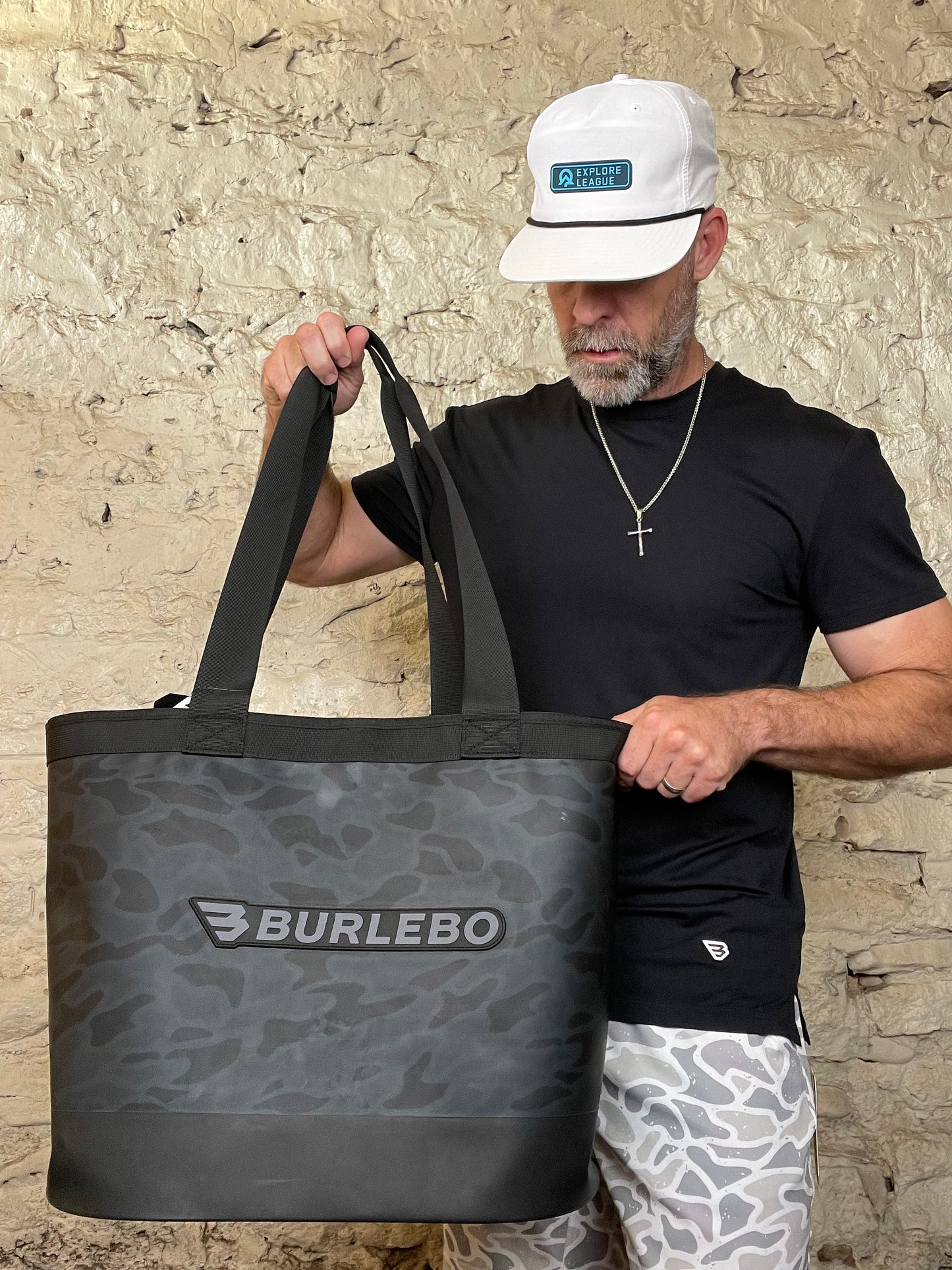 Burlebo | Waterproof Utility Tote | Black Camo