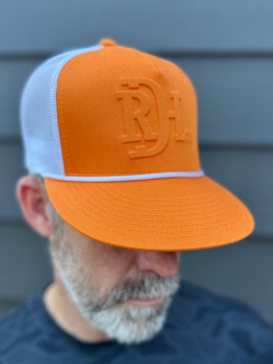 Red Dirt Hat - The Brand| Orange/White - White rope 5 Panel