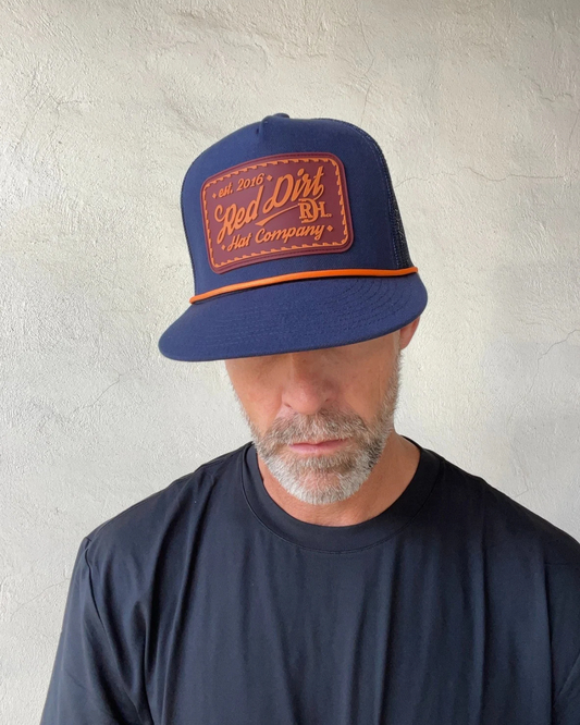 Red Dirt Hat - cowboy up - navy orange