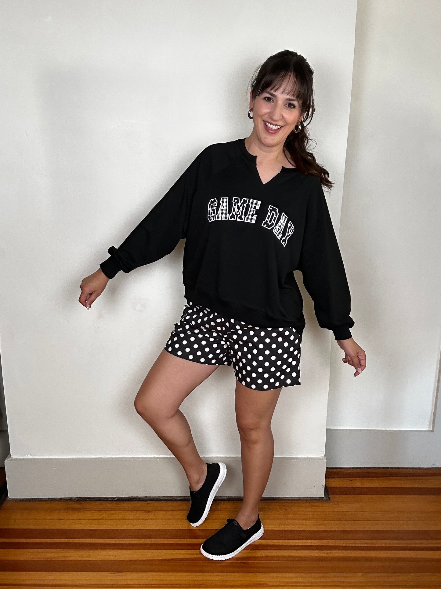 Game Day French Terry Pullover | Black + White