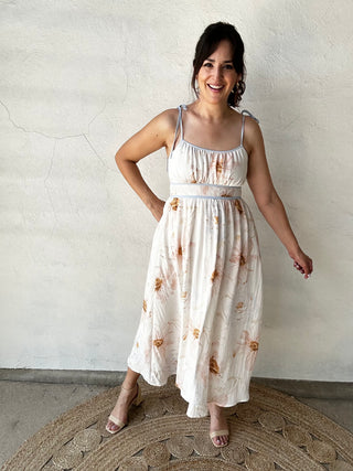 Watercolor Midi Dress | Cream + Multi