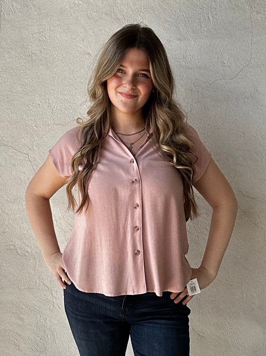 Collared Button Down | Dusty Pink