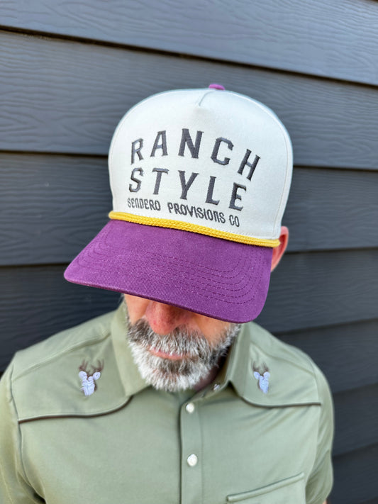 Sendero | Ranch Style Hat | Cream + Maroon