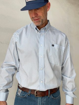 Cinch | Classic Fit | Mens Print Long Sleeve | Light Blue