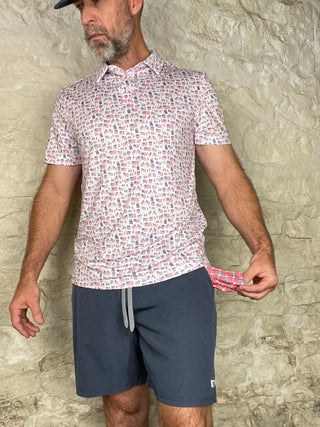 Burlebo | Athletic Shorts | Heather Navy - American Flag Liner