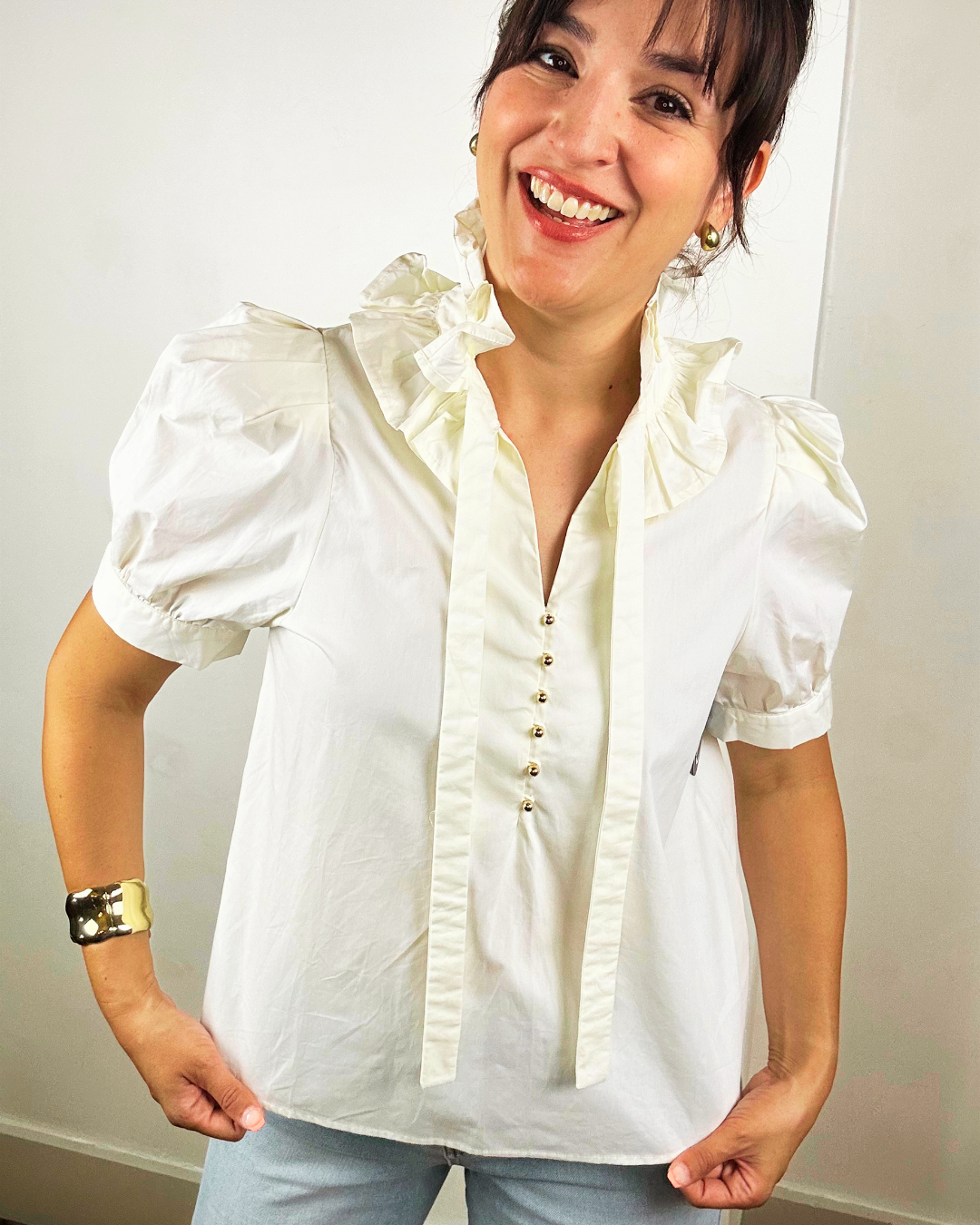 Europa Short Sleeve Top | Cream