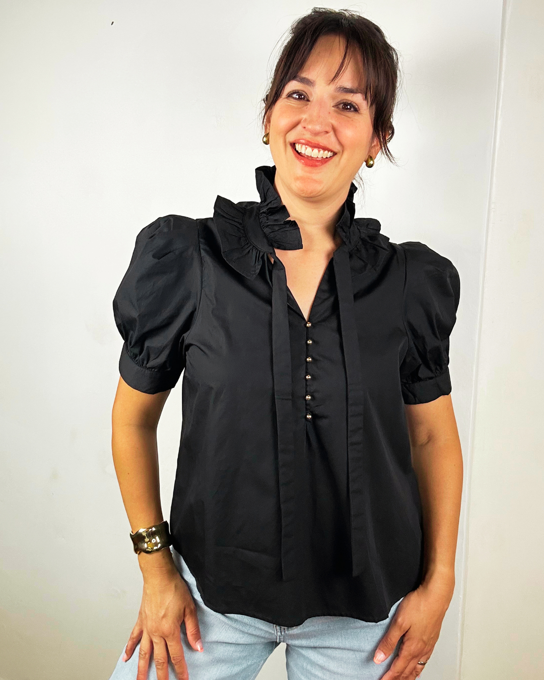 Europa Short Sleeve Top | Black