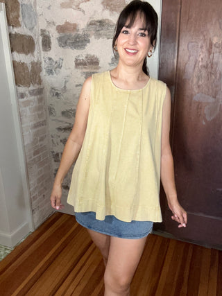 Mineral Washed Sleeveless Top | Dandelion Yellow