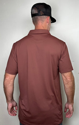 Raised by Coyotes | Bootstitch Pocket Polo| Texas Maroon