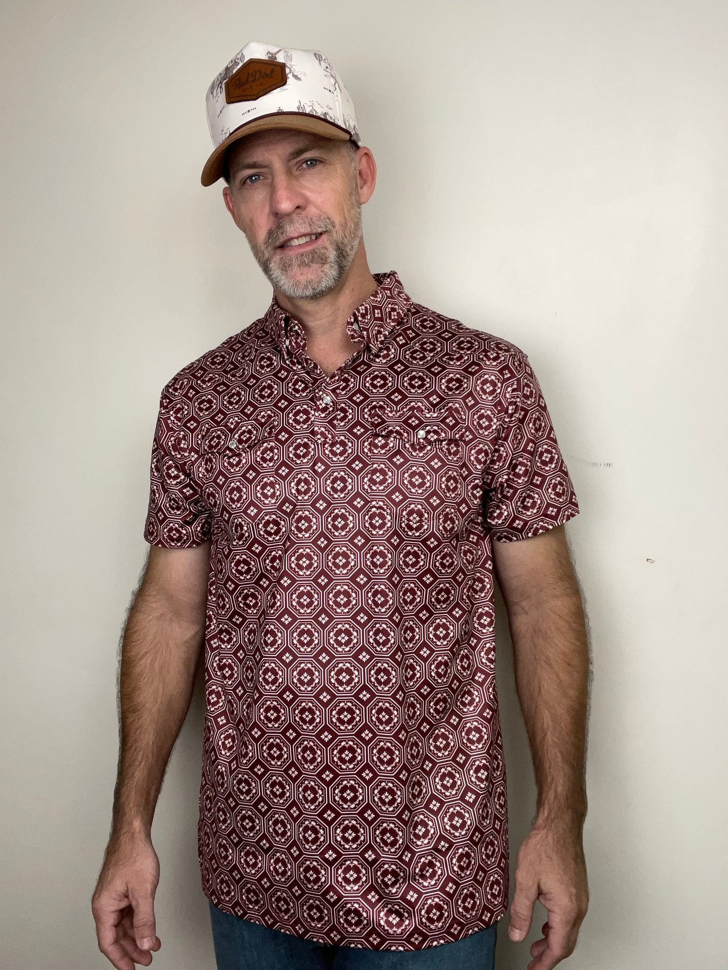 Red Dirt Hat Co. | Short Sleeve Polo | Maroon Floral
