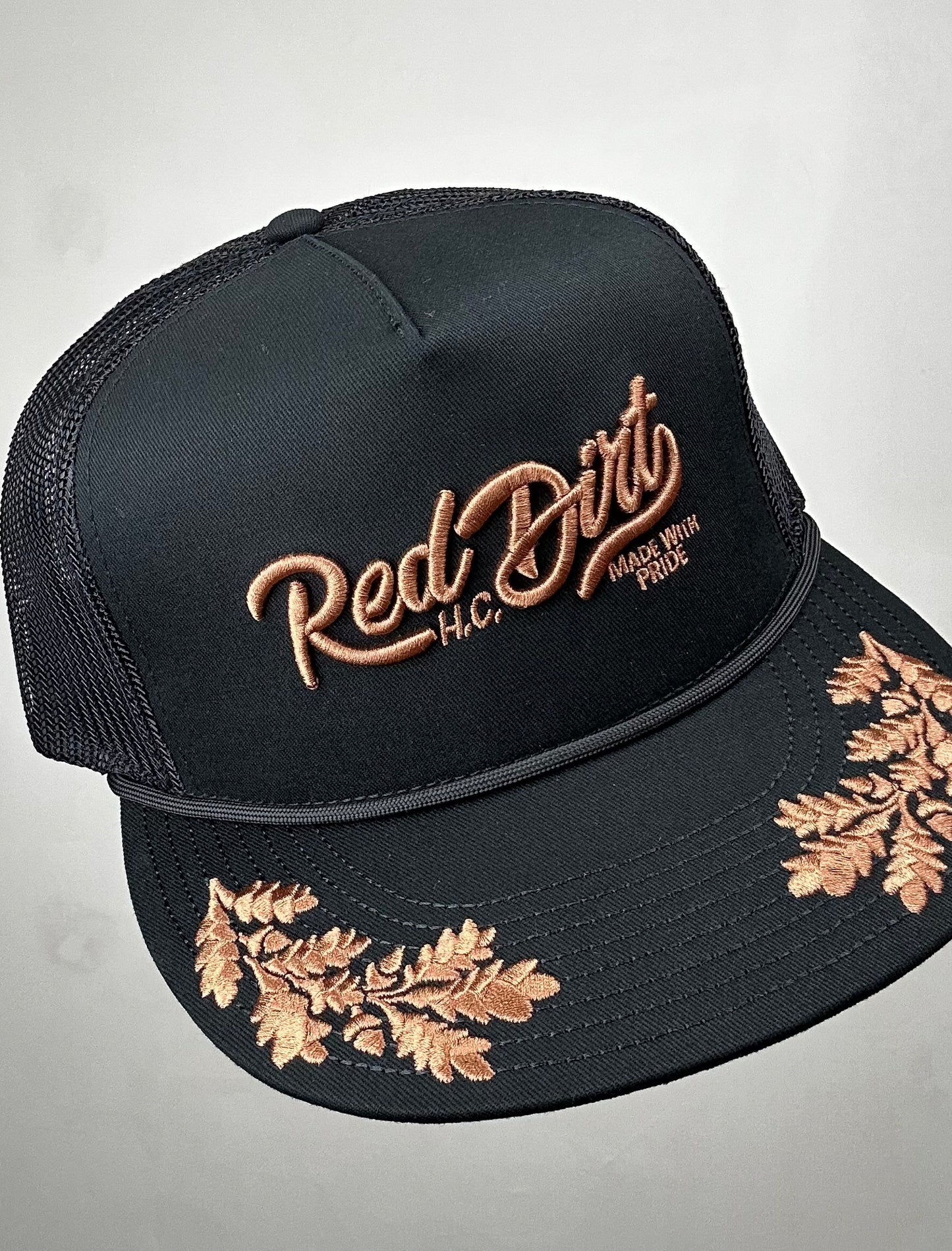 Red Dirt Hat | High Road Rope 5 Panel Cap |  Black + Copper