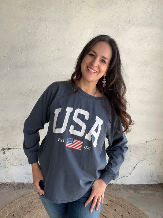 USA Graphic Long Sleeve | Navy