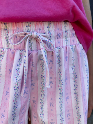 Floral Stripes Shorts | YOUTH | Pink + White + Purple