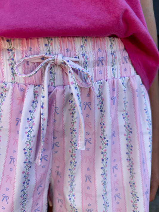 Floral Stripes Shorts | YOUTH | Pink + White + Purple