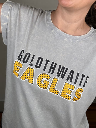 Game Day Crinkle Wash Tee | Goldthwaite Eagles | Light Grey