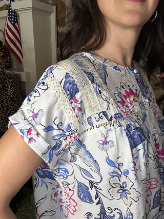 Mixed Floral + Crochet | Blue Hues