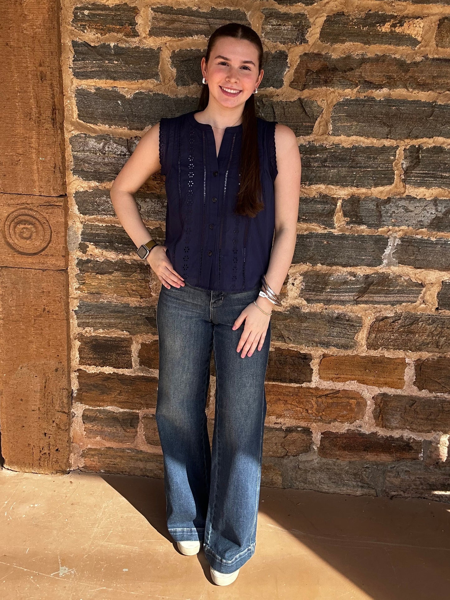 Morgan Sleeveless Top | Navy