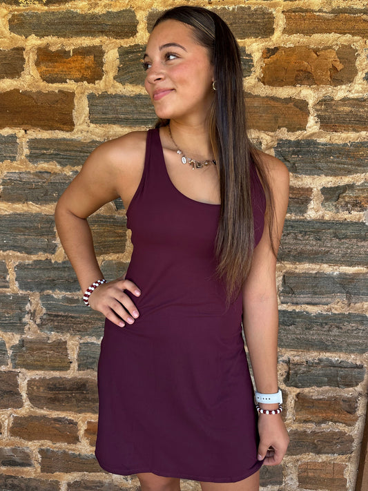 Athletic Dress | Butter Soft Mini + Shorts| Maroon