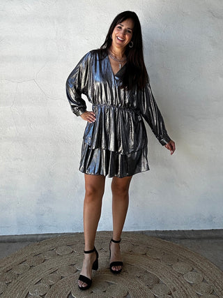 Gunmetal Mini Dress | Silver