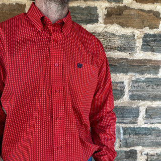 Cinch Mens Solid Long Sleeve Print | Red