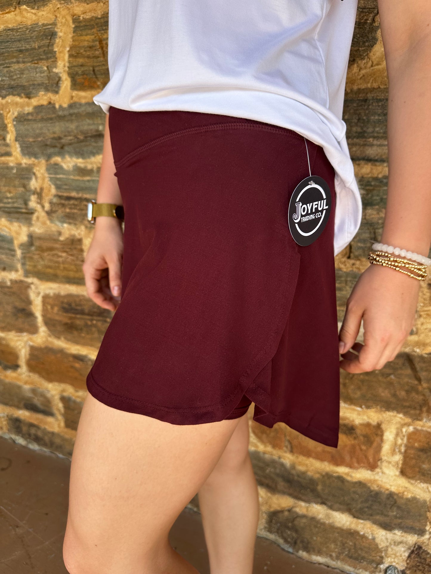 Butter V-Shaped High-Waist Skort | Dark Cherry