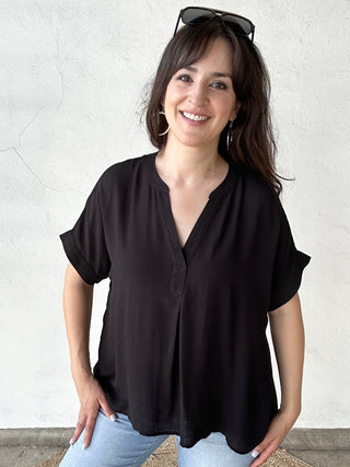 Monica Short Sleeve Top  | Black