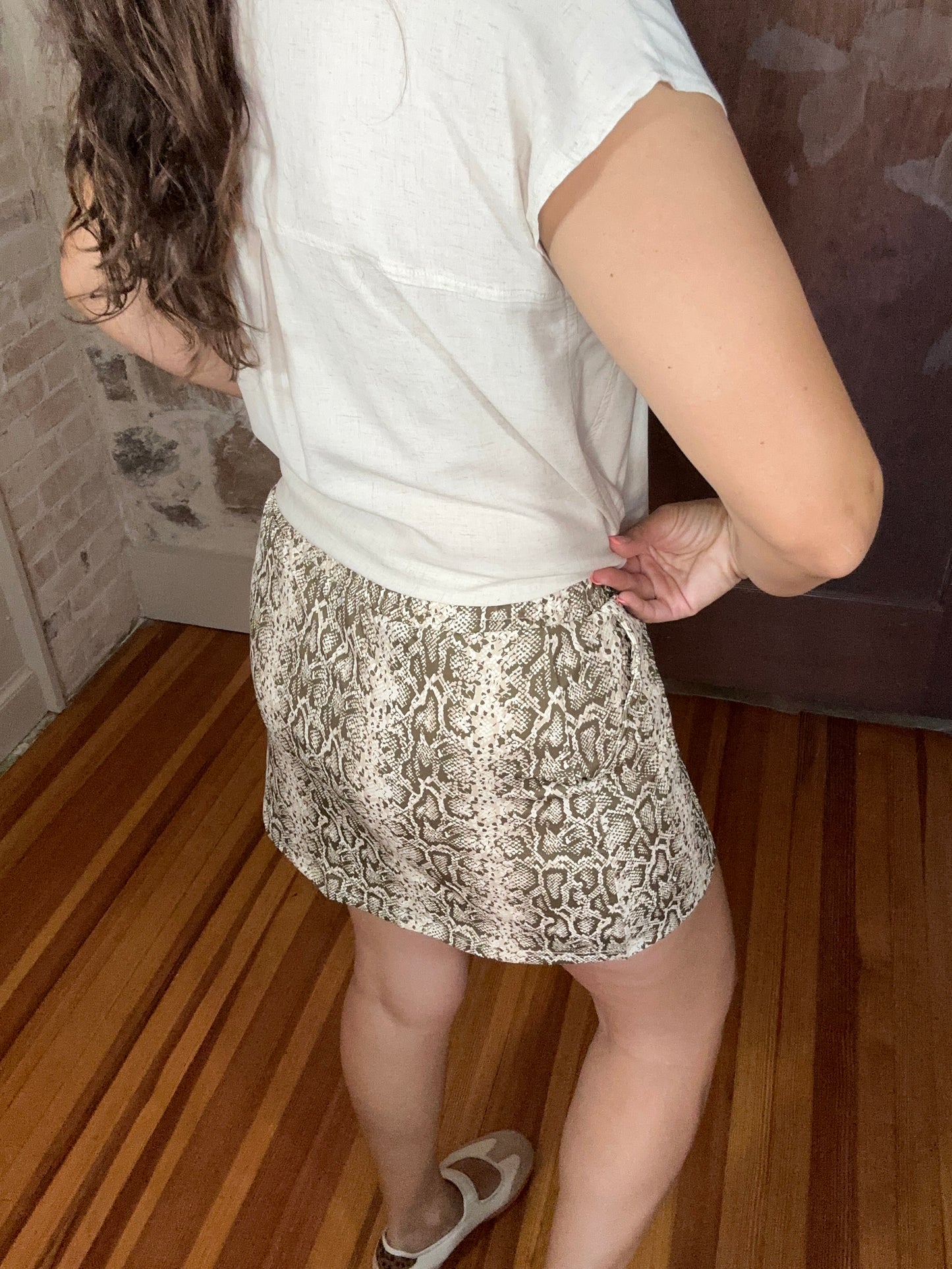 Sylvie Snake Skort | Snake Print | Brown + Beige