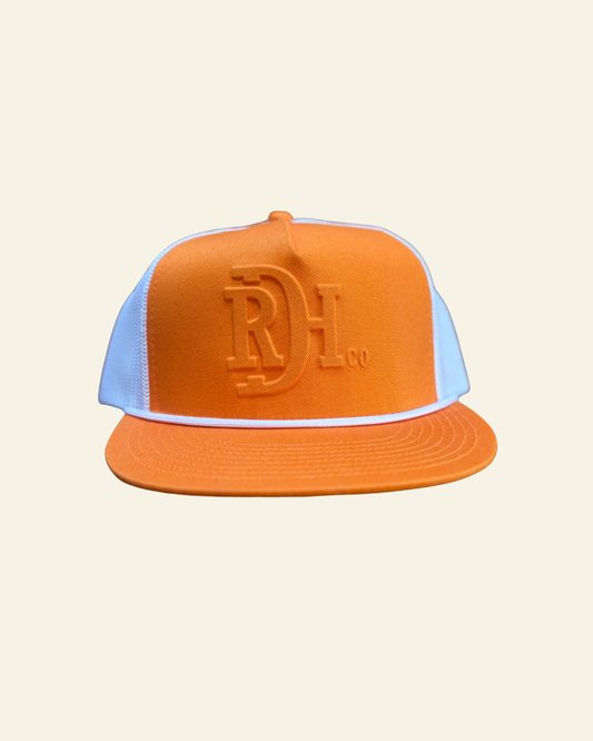 Red Dirt Hat - The Brand| Orange/White - White rope 5 Panel