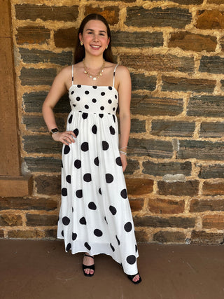 Polka Dot Midi Dress | White + Black