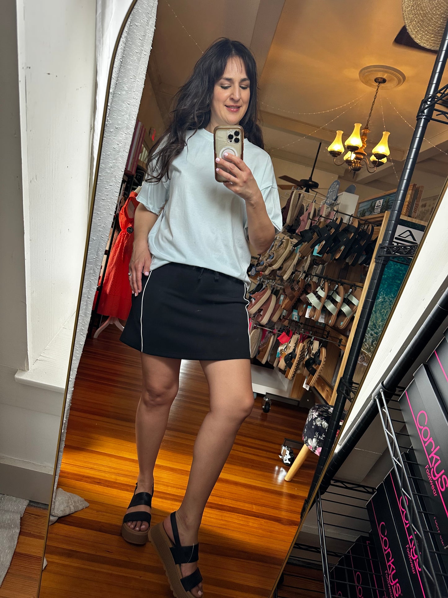 Piping Skort | Black + Cream