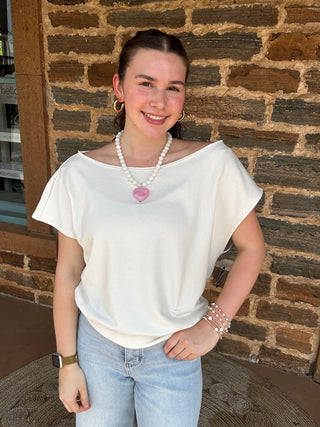 Off-the-Shoulder French Terry Top | Bone