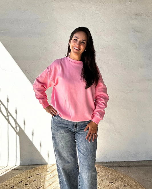 Fleece Crewneck Sweatshirt | Bright Pink