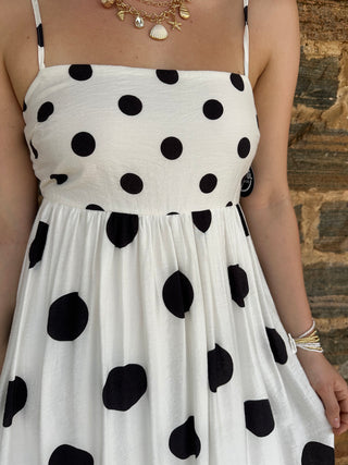 Polka Dot Midi Dress | White + Black