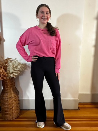 Twist & Flare Crossover Leggings | Black