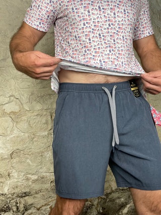 Burlebo | Athletic Shorts | Heather Navy - American Flag Liner