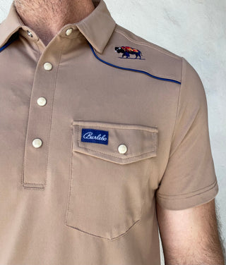 Burlebo | Pearl Snap Performance Polo | Khaki - Buffalo