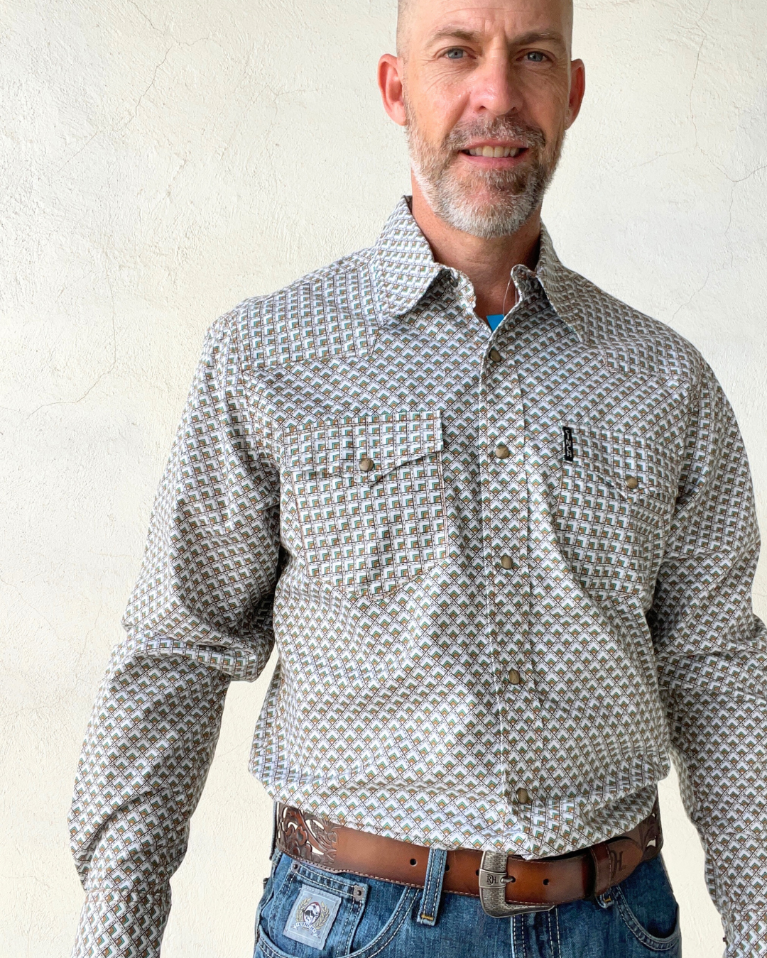 Cinch Mens Print Long Sleeve Print | Modern | White