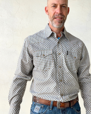 Cinch Modern Fit Mens Print Long Sleeve White