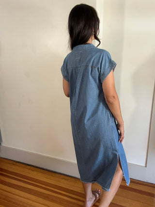 Collared Midi Dress | Light Denim