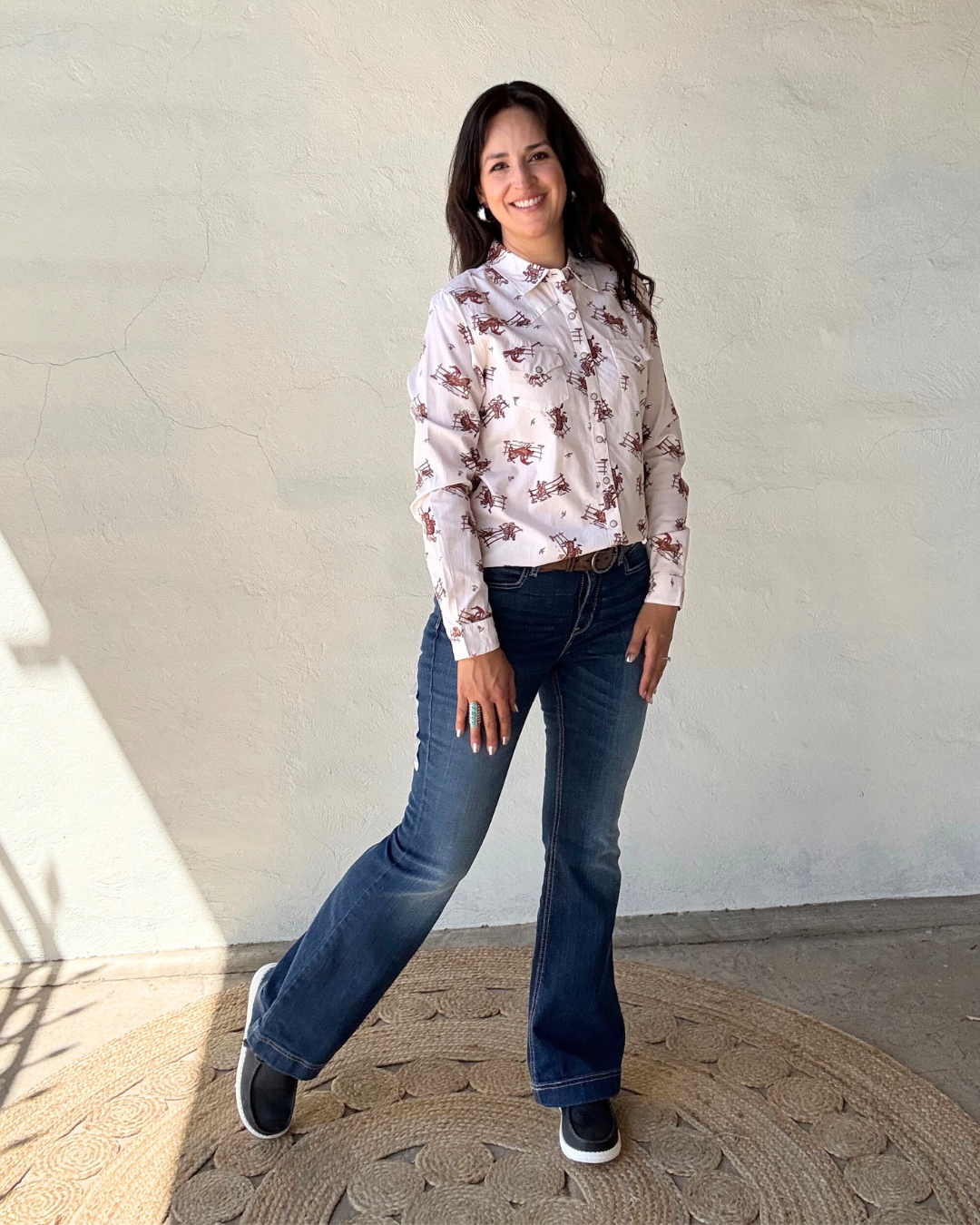 Women's Cruel Denim Long Sleeve | Cream + Print